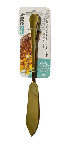 Set 3 Cuchillos Para Pescado Acero Inoxidable N430 Dorado Dorado