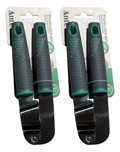 Prensa Moledor Picador Machacador Ajos Acero Inox N430 Pack2 Gris