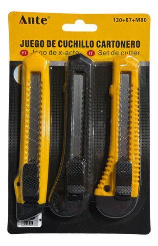 Set 3 Corta Carton Tip Top Exacto, Cuchillo Cartonero 18mm