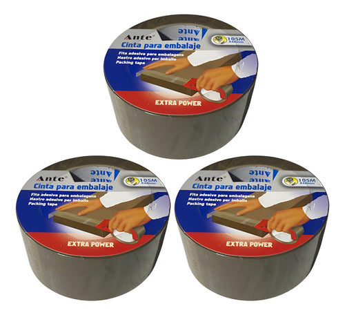 Cinta De Embalaje Café / Huincha Marron 48mmx105m ( Pack 3 ) Café Lisa