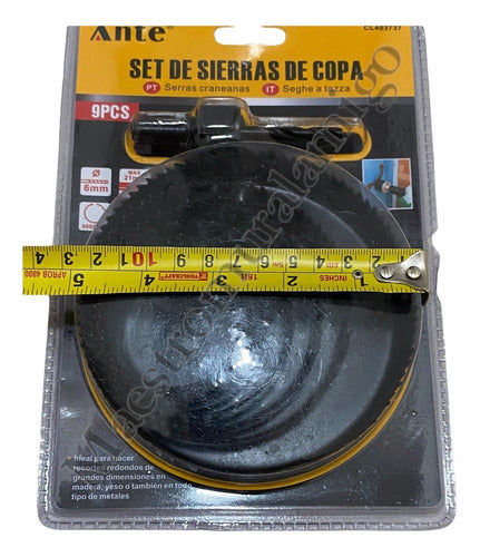 Sierra Copa Set 9pcs, 8 Copas + Adaptador, Corta Metal
