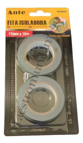 Cinta Aislante Gris /2 Huinchas 17mmx10m C/u Ex Fuerte Pack3