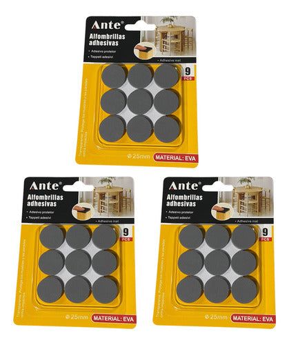 Alfombrillas Adhesiva 25mm Gris Tope Patas Silla Mesa Pack 3 Gris