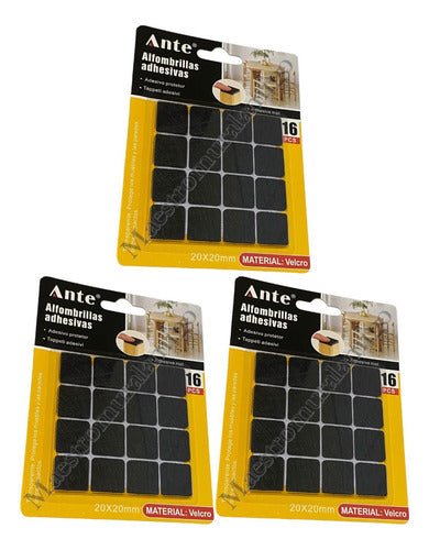 Alfombrillas Tope 20mm Velcros Cuadrada Pata Silla ( Pack3 )