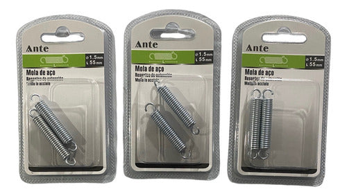 Resorte De Tensión 1.5mmx55mm 2 Resortes Acero Cincado Pack3