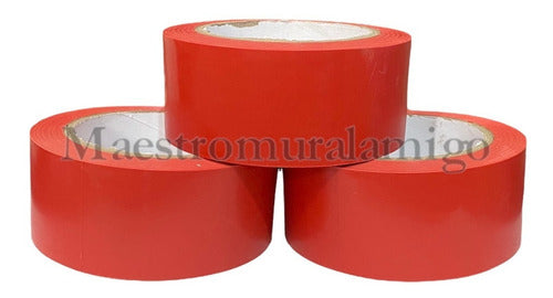 Cinta Delimitadora Peligro Rojo Adhesiva 30mx48mm Pack 3 Rojo Llano