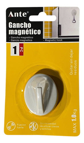 Gancho Magnético Para Colgar Extra Fuerte Tolera 1kg Pack 3 Blanco