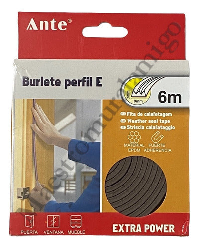 Burlete Perfil E Aislante Kf Térmico Puerta Ventana 6m Pack3 Café