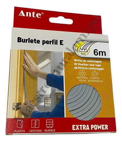 Burlete Perfil E Aislante Térmico Puertas, Ventanas 6m Pack3 Gris