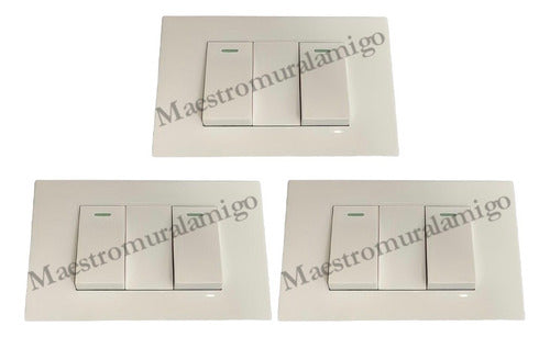Interruptor Doble 9/12 16a 250v Certificado C Fuego (pack3) Blanco