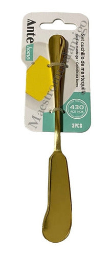 Set 3 Cuchillos Para Mantequilla Acero Inoxidable Dorad Pak3 Dorado