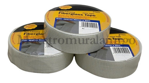 Cinta Fibra Junta Pared Adhesiva Extra Fuerte 50mmx90m Pack3