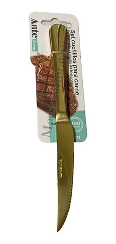 Set 2 Cuchillos Para Carne 100% Acero Inoxidable Dorado Pak3 Dorado