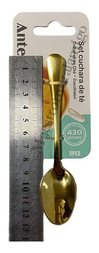 Set 3 Cucharas Te Dorada 100% Acero Inoxidable Nivel430 Pak3 Dorado
