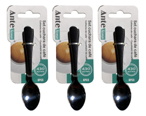Set 6 Cucharas Para Café 100% Acero Inoxidable 430 Lis Pack3 Plateado