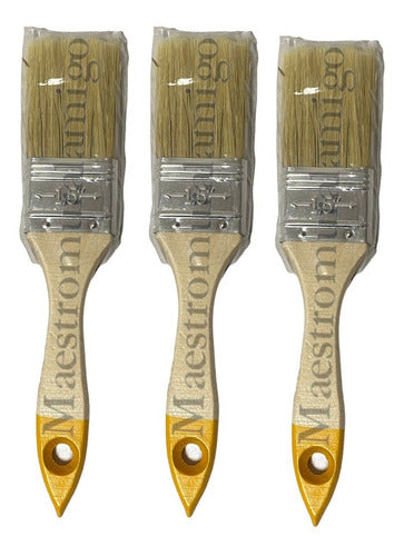 Brocha Para Pintar 1 1/2 Inch 38.1mm Madera Premium (pack 3)