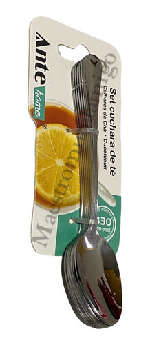 Set 6 Cucharas Para Te 100% Acero Inoxidable Nivel 430 Pack3 Plateado