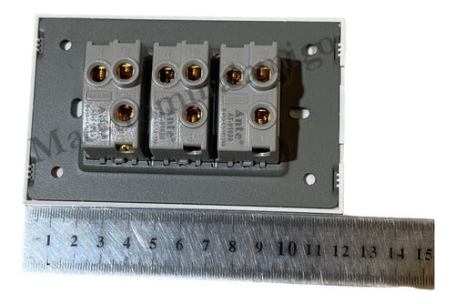 Tomacorriente Triple 9/12 16a 250v Certificado Contra Fuegod Dorado