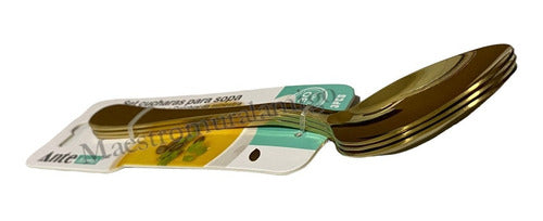 Set 3 Cucharas Para Sopa 100% Acero Inoxidable Dorada Pack3 Dorado