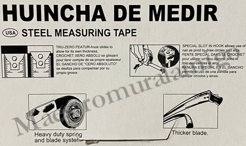 Huincha Cinta De Medir 7,5mx25mm D Goma Gancho Iman Pro Pak3