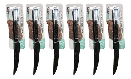 Set 2 Cuchillos Para Carne 100% Acero Inoxidable 430 Pack 6 Plateado