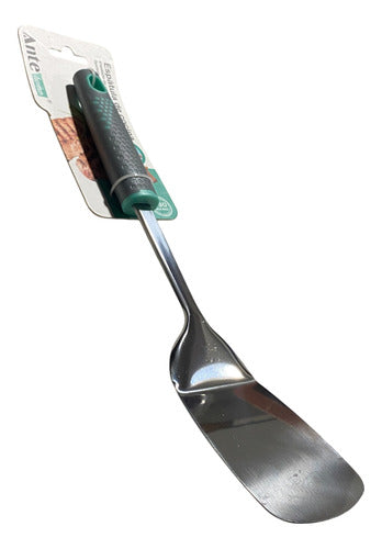 Espátula De Cocina De Acero Inoxidable 430 Ergonomico Pack3 Gris/esmeralda