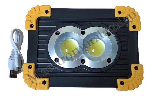 Luz De Trabajo Recargable Led Cob 20w Resistente A Agua Ip66 Amarillo Con Negro