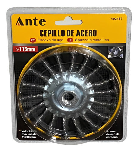 Cepillo De Acero Al Carbono 115mm 11000 Rpm Grata Plateado