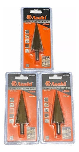 Fresa Punta Cónica 4-32mm Broca Multisuperficie Pack 3
