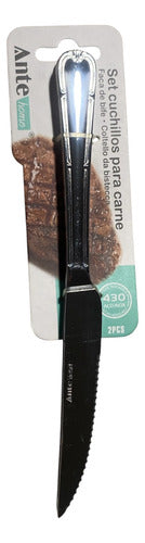 Set 2 Cuchillos Para Carne 100% Acero Inoxidable 430 Pack 3 Plateado