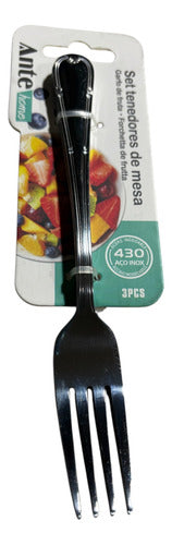 Set 3 Tenedores Mesa 100% Acero Inoxidable N430 D 18cm Pack3 Plateado