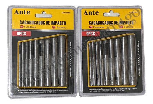 Sacabocados De Impacto 9pcs De 3 A 12mm Premium (pack2)