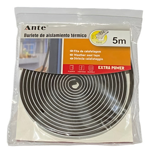 Burlete Aislante Térmico Puertas Ventanas Pelo Kfe 5mx13x6mm Café