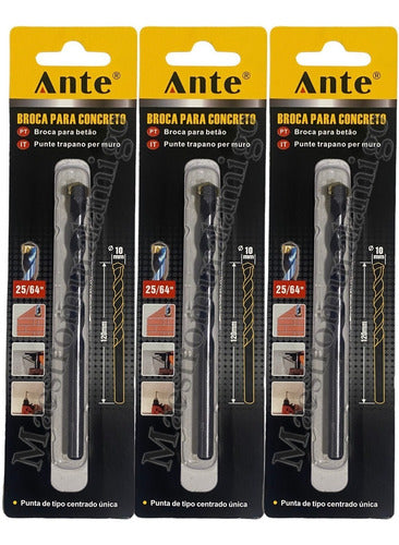 Broca Para Hormigon Concreto 10mm Punta Car. Tungsteno Pack3