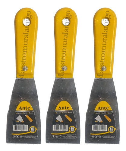 Espatula De 2 Pulgadas De Acero Y Carbono Forjado 50mm Pack3