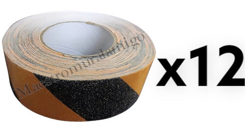 Cinta Antideslizante Delimitadora Bicolor 15mx50mm Docena Amarillo/negro Bicolor Rayado