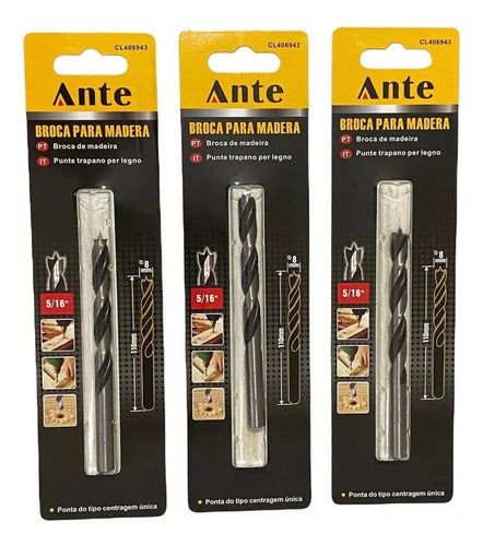 Broca Para Madera 8mm Punta De Carburo De Tungsteno (pack 3)