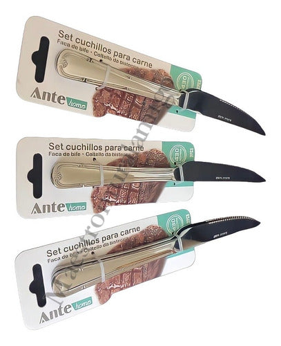 Set 2 Cuchillos Para Carne 100% Acero Inoxidable 430 Pack 3 Plateado