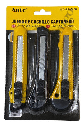 Set 3 Corta Carton Exacto Cuchillo Cartonero 18mm (pack3)