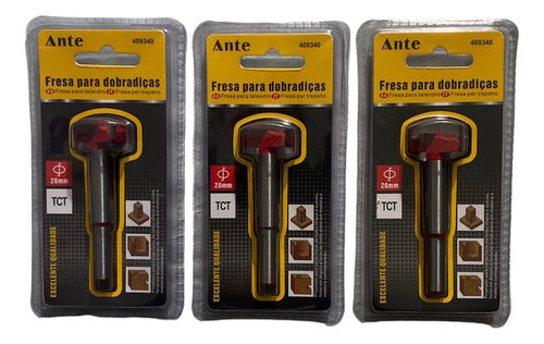 Broca Forstner 26mm Para Madera Bisagra Puerta Mueble Pack 3