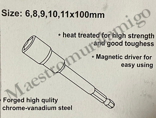 Set 5 Adaptadores Punta Magnética Kit 100mm Pro (pack3)