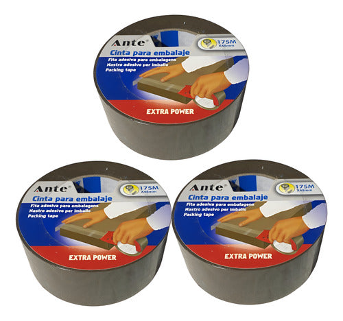 Cinta De Embalaje Café O Marrón Gigante 175mx48mm Pack3 Café Lisa