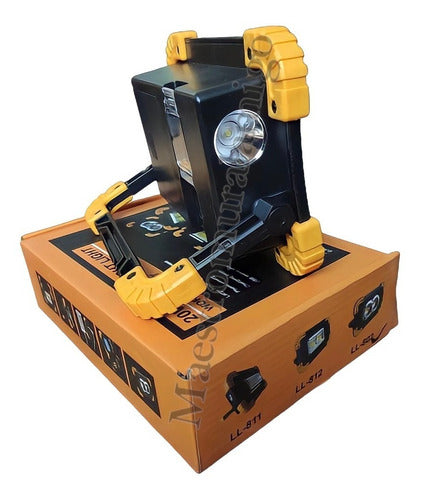 Luz De Trabajo Recargable Led Cob 20w Resistente A Agua Ip66 Amarillo Con Negro