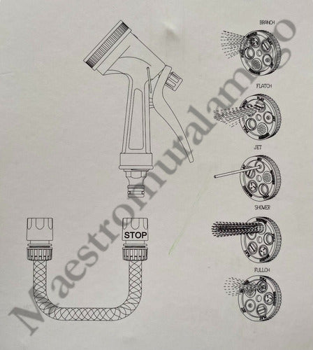 Conectores Rapido Para Manguera Riego Kit Pistola 5 Chorros Verde/naranja