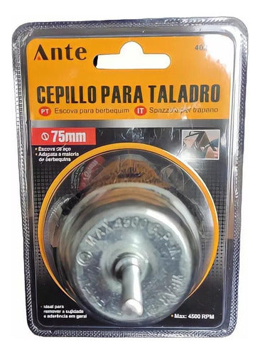 Cepillo Grata Escobilla Acero Taladro 75mm 4500 Rpm Pack3