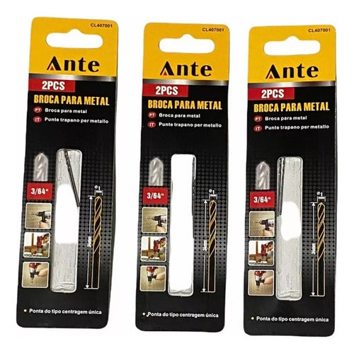 Broca Para Metal Acero Inoxidable 1mm 2un C-tungsteno Pack3