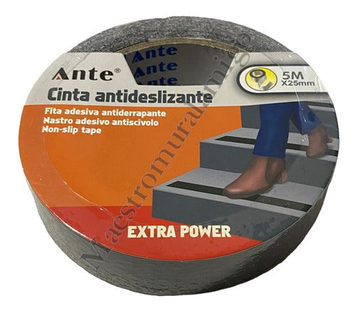Cinta Antideslizante Negra 5mx25mm Pack 3 Escaleras Piscinas Negro Ante