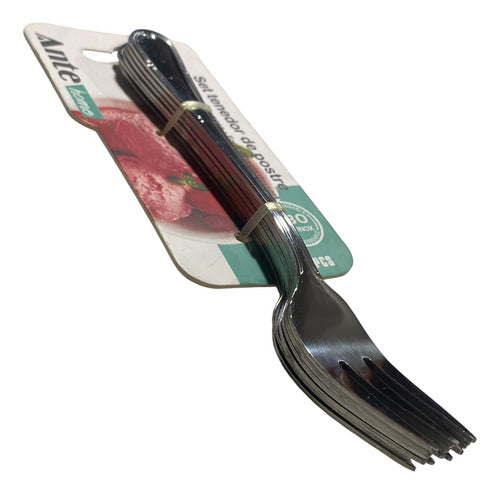 Set 6 Tenedores Postre Evento 100% Acero Inoxidable N430 Dis Plateado