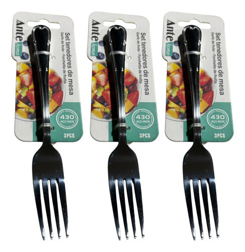 Set 3 Tenedores Mesa 100% Acero Inoxidable N430 D 18cm Pack3 Plateado