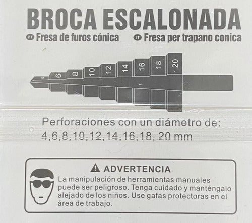 Fresa Broca Cónica De Acero Rápido 4-20mm Escalonada Pack 3